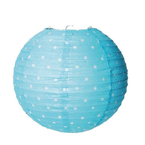 Lanterna de Papel Poá Azul 25cm - 01 unidade - Cromus - Rizzo Festas