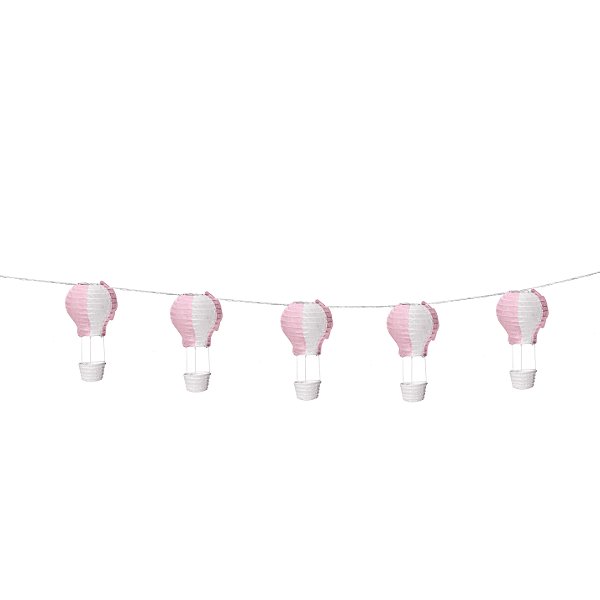 Varalzinho de Balões Luminosos Rosa e Branco - 01 unidade - Cromus - Rizzo Festas