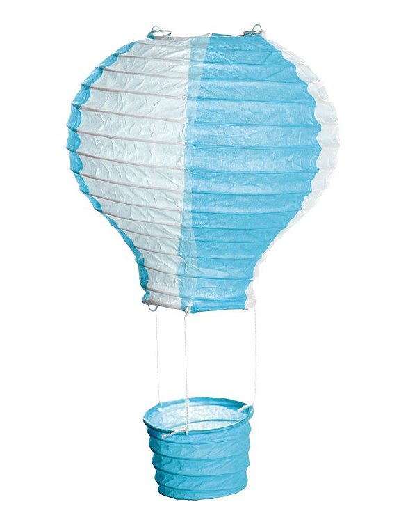 Lanterna de Papel Balão Azul e Branco M 25x25cm - 01 unidade - Cromus - Rizzo Festas