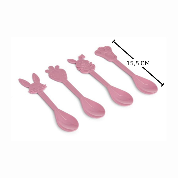 Colheres Decorativas de Páscoa - Rosa Candy - 15,5cm - 12 unidades - Festplastik - Rizzo