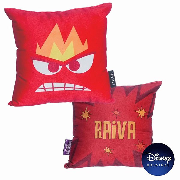 Almofada Fibra Veludo Divertidamente 2 '' Raiva '' -  25cm - Disney Original - 1 unidade - Zona Criativa - Rizzo