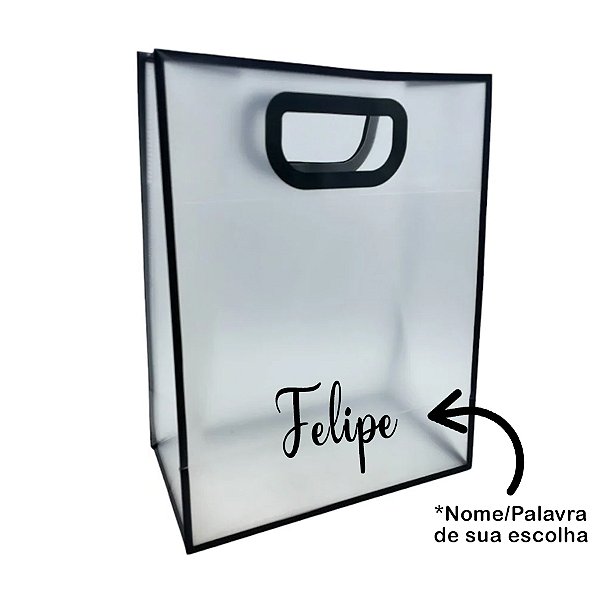 Sacola PVC com Alça Preta Personalizado com Nome - 40x30x12cm - 1 unidade - Rizzo