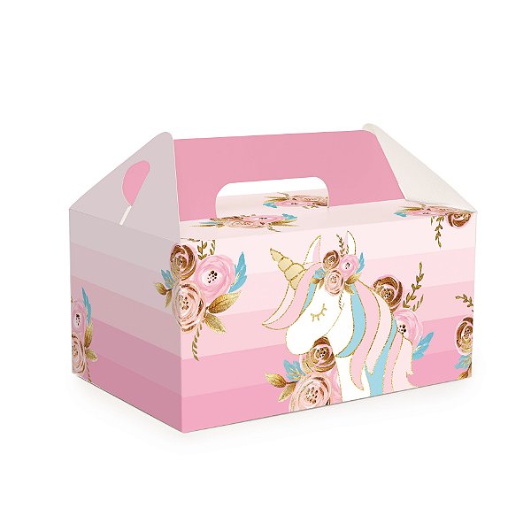 Caixa Kit Lanche Escolar Festa Unicórnio - 10 unidades - Cromus - Rizzo Festas