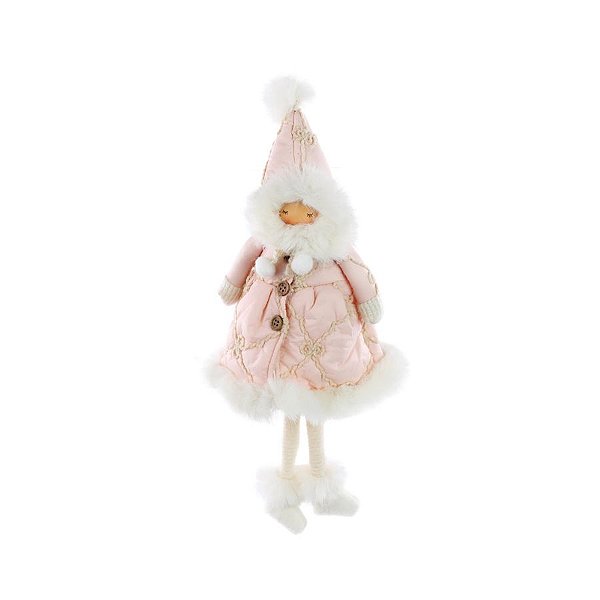 Enfeite Para Pendurar Menina Com Gorro - Rosa e Branco - 40cm - 1 unidade - Cromus - Rizzo