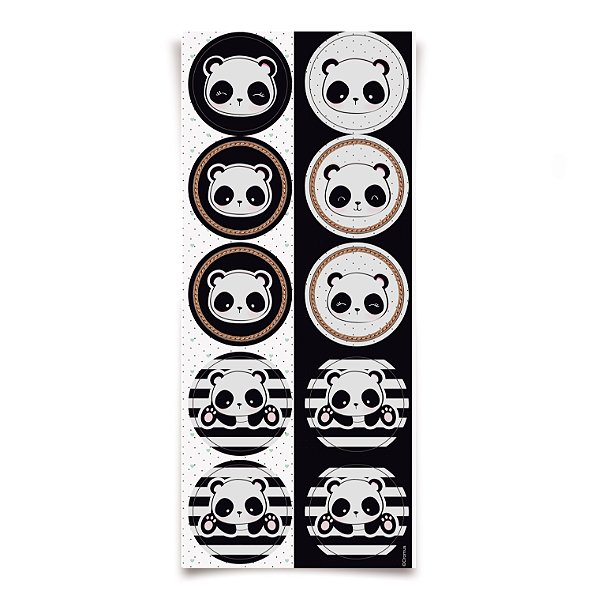 Adesivo Redondo para Lembrancinha Festa Panda - 30 unidades - Cromus - Rizzo Festas