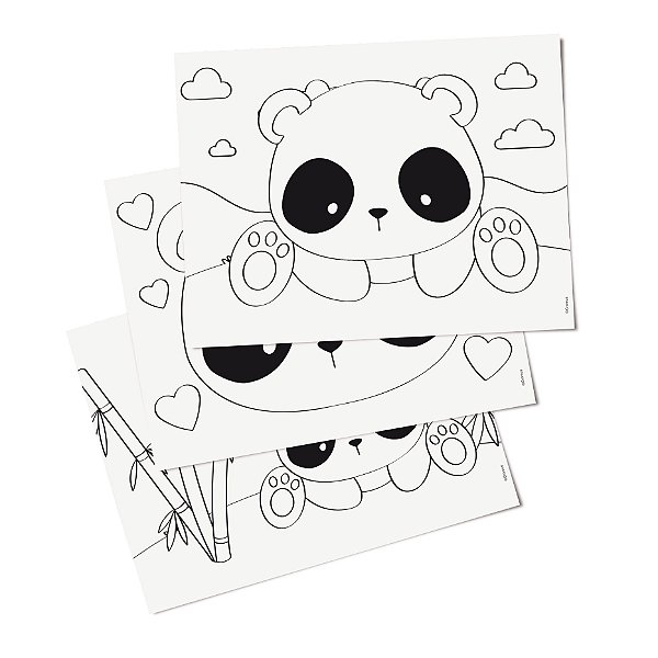 Folhas para Colorir Festa Panda - Cromus - Rizzo Festas