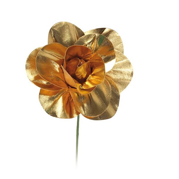 Flor Decorativa Ouro 15cm - 01 unidade - Cromus - Rizzo Festas