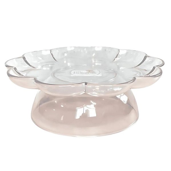 Bandeja Flower Com Pé - 205mm - Transparente - 1 unidade - Só Boleiras - Rizzo