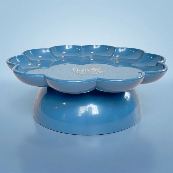 Bandeja Flower Com Pé - 205mm - Azul Gris - 1 unidade - Só Boleiras - Rizzo