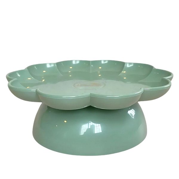 Bandeja Flower Com Pé - 205mm - Verde Menta - 1 unidade - Só Boleiras - Rizzo