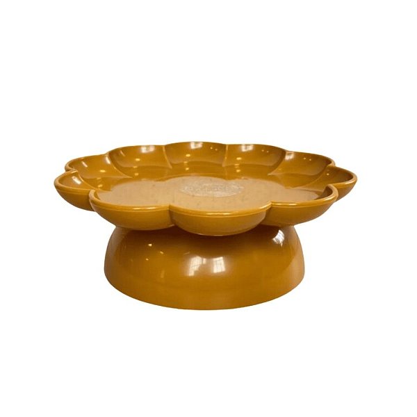 Bandeja  Flower Com Pé - 180mm - Mostarda - 1 unidade - Só Boleiras - Rizzo