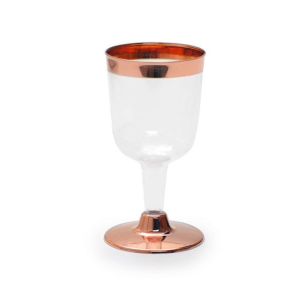 Taça de Vinho com Borda Bronze 170ml - 06 unidades - Descartáveis de Luxo - Cromus - Rizzo Festas