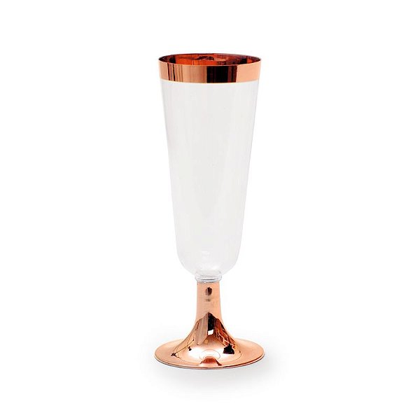 Taça de Champagne com Borda Bronze 170ml - 06 unidades - Descartáveis de Luxo - Cromus - Rizzo Festas
