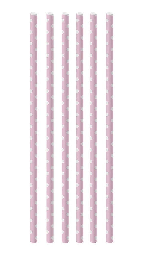 Canudo de Papel Poá Rosa e Branco - 20 unidades - Cromus - Rizzo Festas