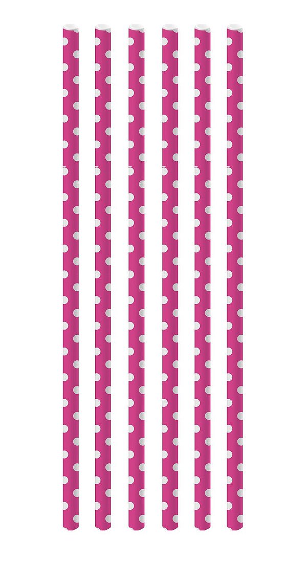 Canudo de Papel Poá Pink e Branco - 20 unidades - Cromus - Rizzo Festas