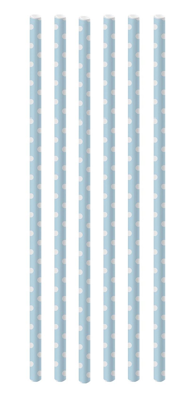 Canudo de Papel Poá Azul Claro e Branco - 20 unidades - Cromus - Rizzo Festas