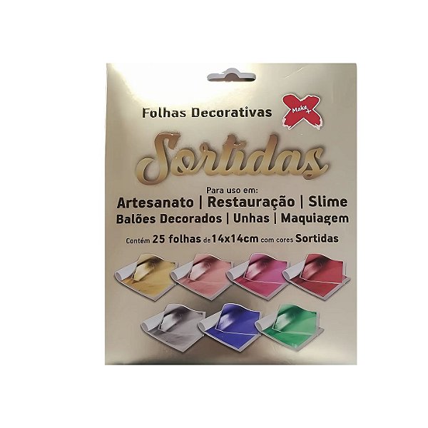 Folhas Cores Sortidas Metalizadas - Ref. 6124 - 25 unidades - Make Mais - Rizzo