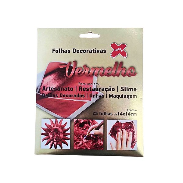 Folhas Vermelhas Metalizadas - Ref. 6122 - 25 unidades - Make Mais - Rizzo