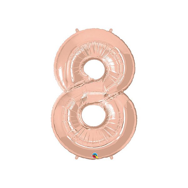 Balão de Festa Microfoil 42" 107cm - Número Oito Rose Gold - 1 unidade - Qualatex - Rizzo