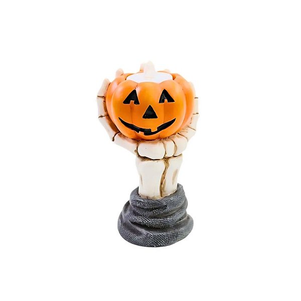 Enfeite de Halloween - Castiçal Abobora - 12cm - 1 unidade - Cromus - Rizzo