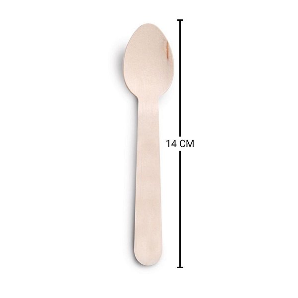 Colher de Madeira - 14cm - 08 unidades - Cromus - Rizzo Festas