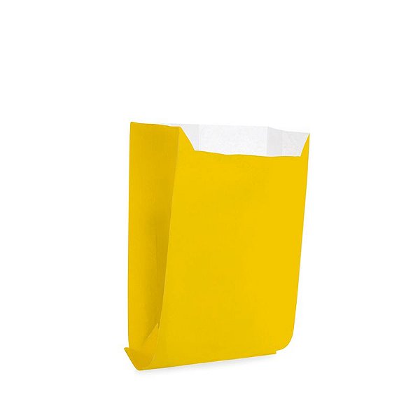 Saquinho de Papel para Mini Lanche P 10x8x4cm - Liso Amarelo - 50 unidades - Cromus - Rizzo Festas