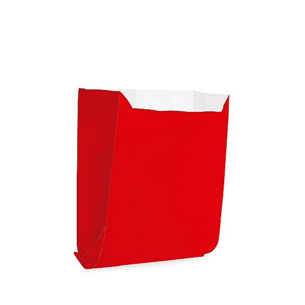 Saquinho de Papel para Mini Pizza e Hambúrguer M 10x10,5x4cm - Liso Vermelho - 50 unidades - Cromus - Rizzo Festas