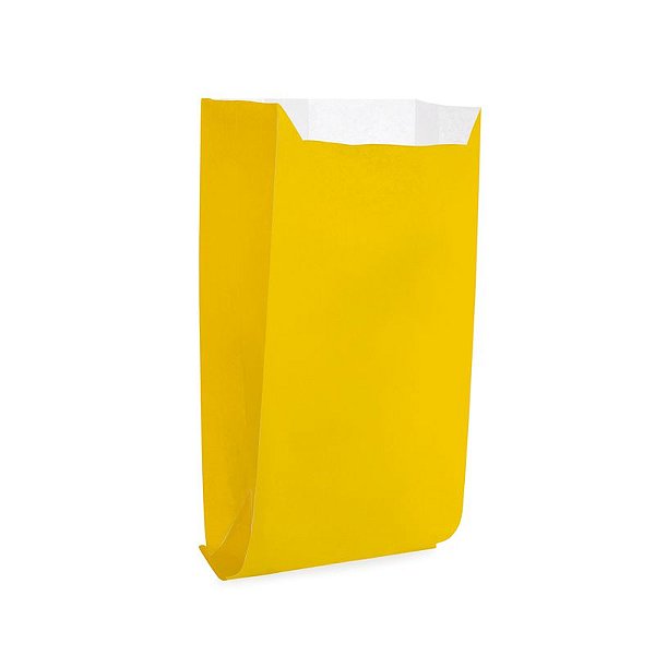 Saquinho de Papel para Pipoca e Hot Dog 14x8x4cm - Liso Amarelo - 50 unidades - Cromus - Rizzo Festas