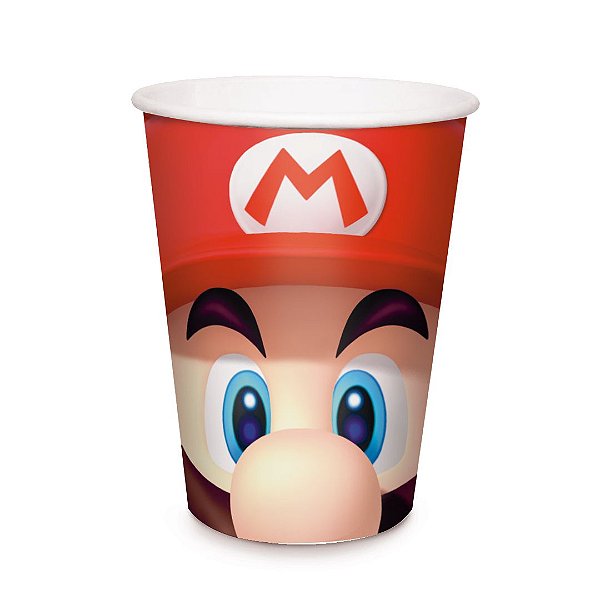 Copo de Papel Festa Super Mario - 240ml - 08 unidades - Cromus - Rizzo