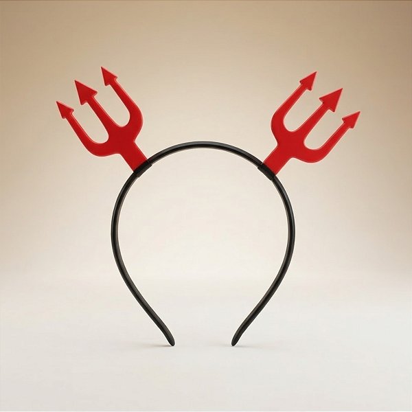 Tiara Halloween Tridente - Preto e Vermelho - 1 unidade - Rizzo
