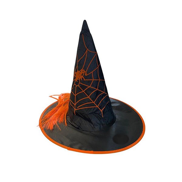 Chapéu de Bruxa com Cabelo - Laranja - 1 unidade - Rizzo