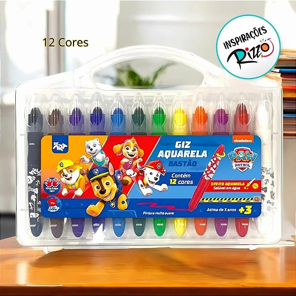 Giz Aquarela Bastão Patrulha Canina 12 Cores - Ref. 4738 - 12 unidades - DAC Art - Rizzo
