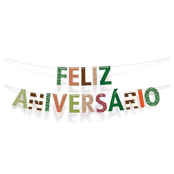 Faixa Feliz Aniversario Festa Dinossauro - Cromus - Rizzo Festas
