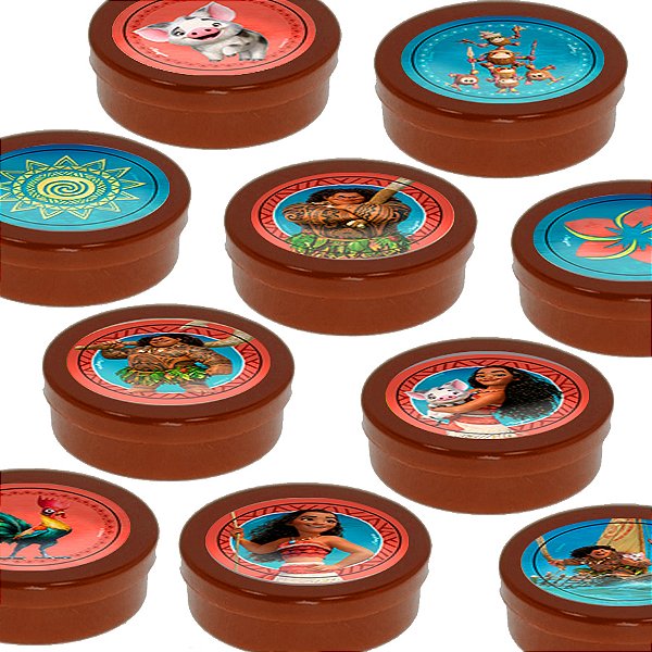 Latinha Lembrancinha Marrom - Festa Moana - 8 cm - 20 unidades - Rizzo