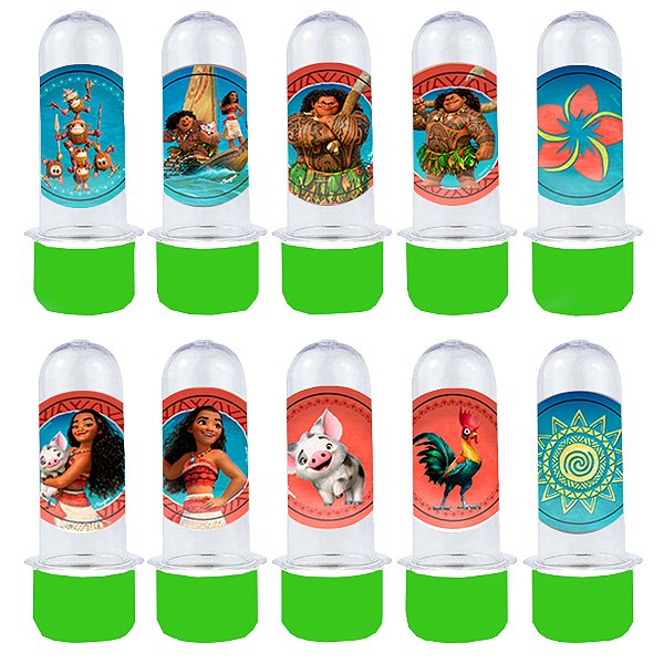 Mini Tubete Lembrancinha Verde Claro - Festa Moana - 8cm - 20 unidades - Rizzo