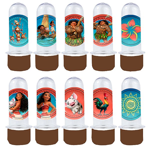 Mini Tubete Lembrancinha Marrom - Festa Moana - 8cm - 20 unidades - Rizzo