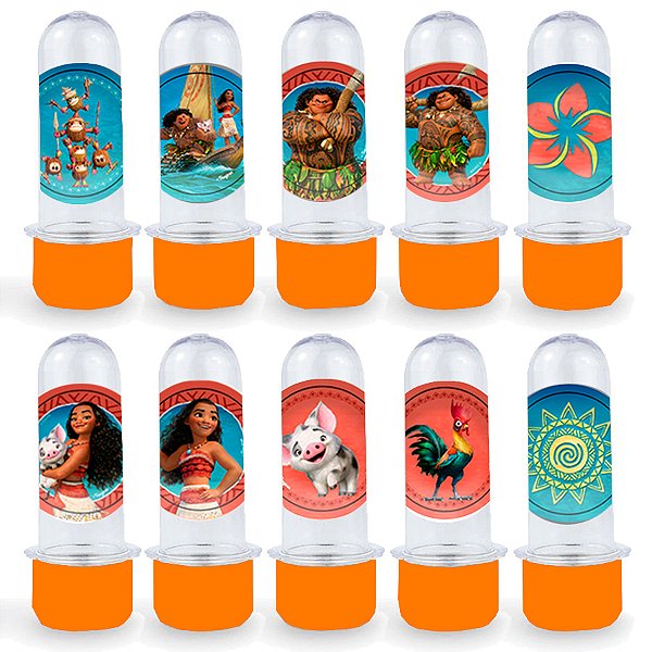Mini Tubete Lembrancinha Laranja - Festa Moana - 8cm - 20 unidades - Rizzo