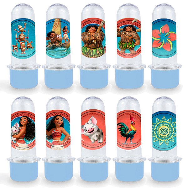 Mini Tubete Lembrancinha Azul Claro - Festa Moana - 8cm - 20 unidades - Rizzo