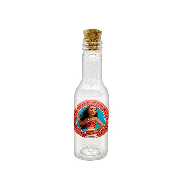 Garrafinha de Plástico 50 ml com Tampa Rolha - Festa Moana - 10 unidades - Rizzo