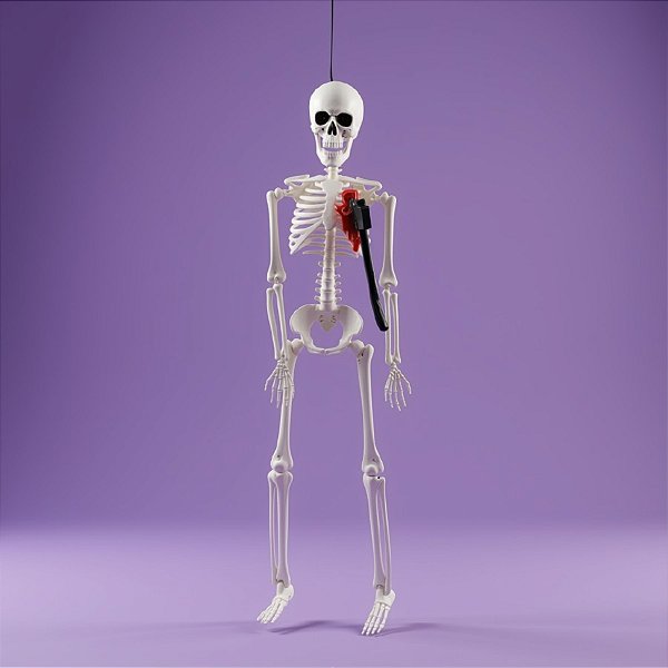 Enfeite para Pendurar - Esqueleto Com Faca No Coração - Halloween - 40cm - 1 unidade - Cromus - Rizzo