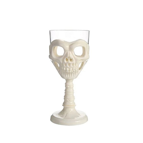 Taça Halloween - Branco e Transparente - Caveira - 250ml - 1 unidade - Rizzo