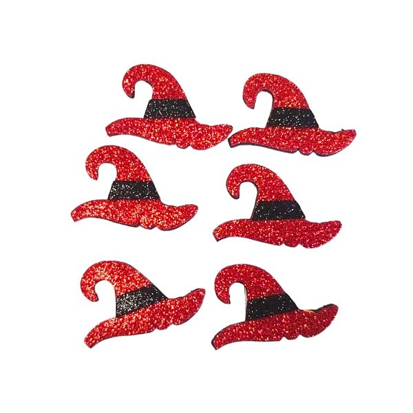 Enfeite Decorativo De Halloween - Mini Chapéu De Bruxa Com Glitter - 5cm - 6 unidades - Rizzo