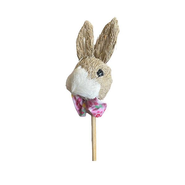 Pick Decorativo Páscoa - Coelho de Gravata Rosa Estampada - 30cm  - 1 unidade - Cromus - Rizzo