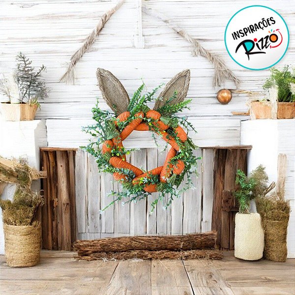 Guirlanda de Páscoa com Cenoura - 38cm - 1 unidade - Cromus - Rizzo