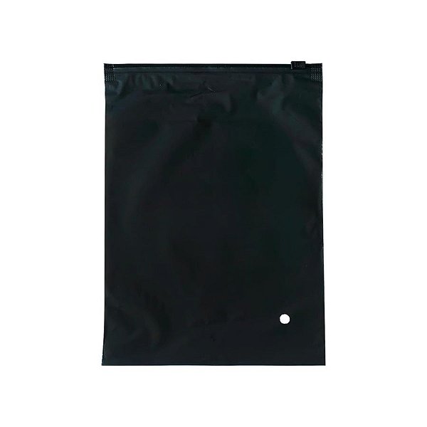 Saco Trilho Zip Preto Fosco Com Furo - 20x30cm - 50 unidades - Rizzo