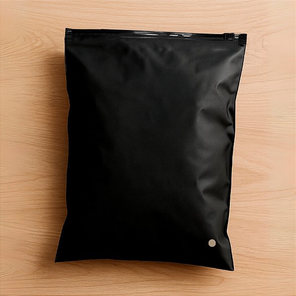 Saco Trilho Zip Preto Fosco Com Furo - 20x30cm - 50 unidades - Rizzo