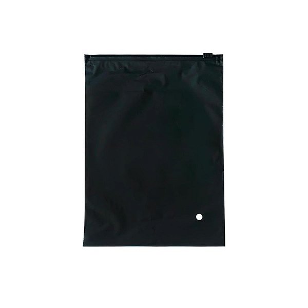 Saco Trilho Zip Preto Fosco Com Furo - 18x25cm - 50 unidades - Rizzo