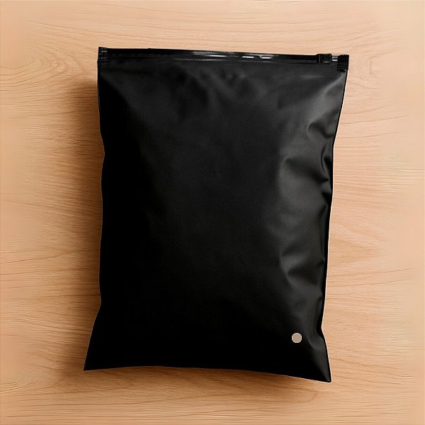Saco Trilho Zip Preto Fosco Com Furo - 18x25cm - 50 unidades - Rizzo