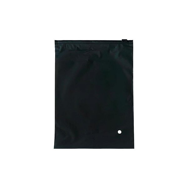 Saco Trilho Zip Preto Fosco Com Furo - 15x20cm - 50 unidades - Rizzo