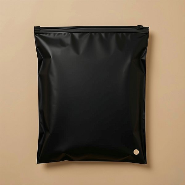 Saco Trilho Zip Preto Fosco com Furo - Trilho Preto - 15x20cm - 50 unidades - Rizzo